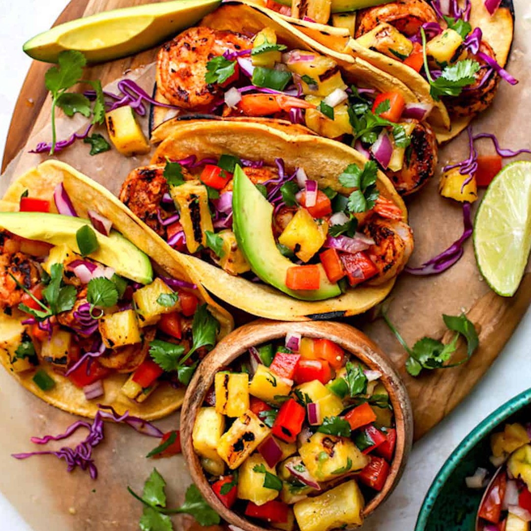 Blackened Shrimp Tacos with Pineapple