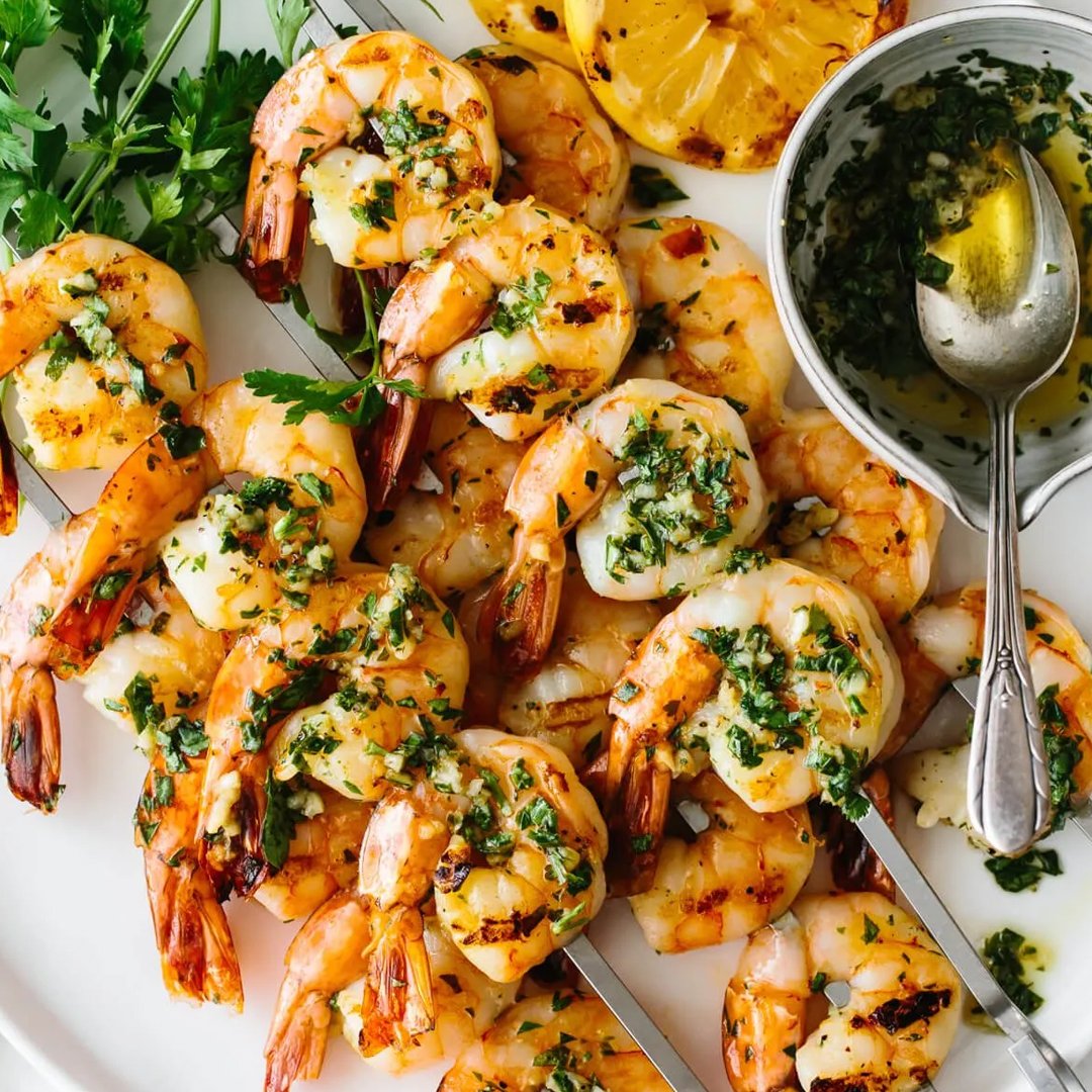 Grilled Shrimp Skewers with Citrus and Charred Thyme