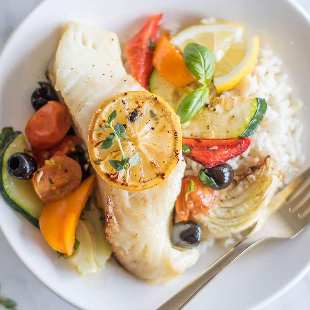 Mediterranean Baked Cod with Lemon