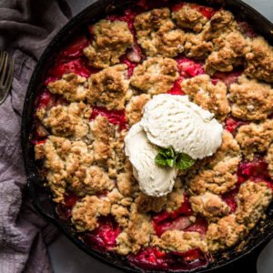 Rhubarb, Strawberry, and Blueberry Cobbler